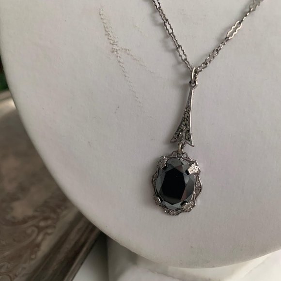 Silver marcasite pendant w/ sterling silver chain